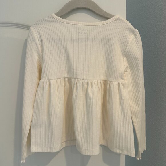 Carters Ivory Toddler Ribbed Long-Sleeve Peplum Top 5T - Picture 2 of 3
